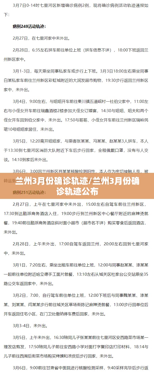 兰州3月份确诊轨迹/兰州3月份确诊轨迹公布