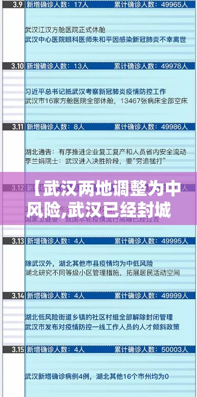 【武汉两地调整为中风险,武汉已经封城了吗】