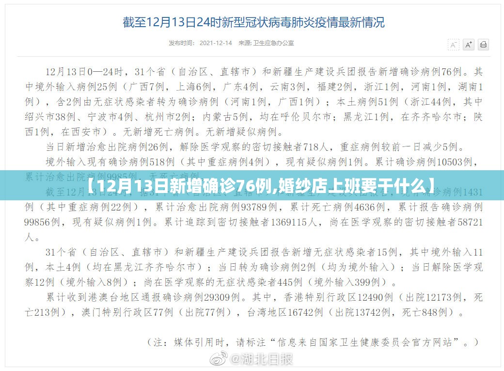 【12月13日新增确诊76例,婚纱店上班要干什么】 【12月13日新增确诊76例,婚纱店上班要干什么】