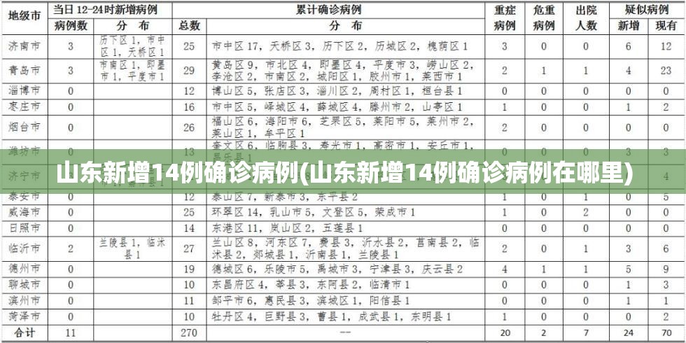 山东新增14例确诊病例(山东新增14例确诊病例在哪里) 山东新增14例确诊病例(山东新增14例确诊病例在哪里)