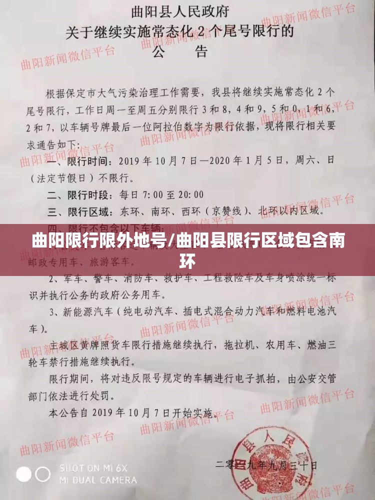 曲阳限行限外地号/曲阳县限行区域包含南环