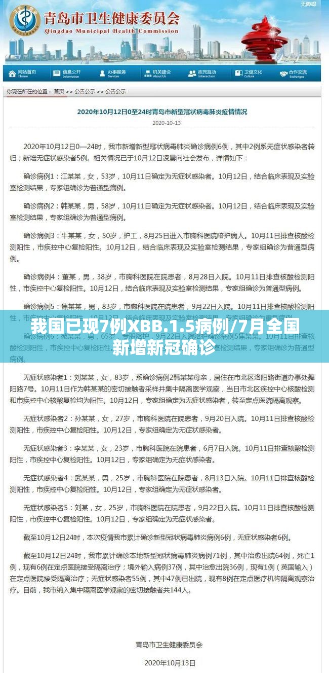 我国已现7例XBB.1.5病例/7月全国新增新冠确诊