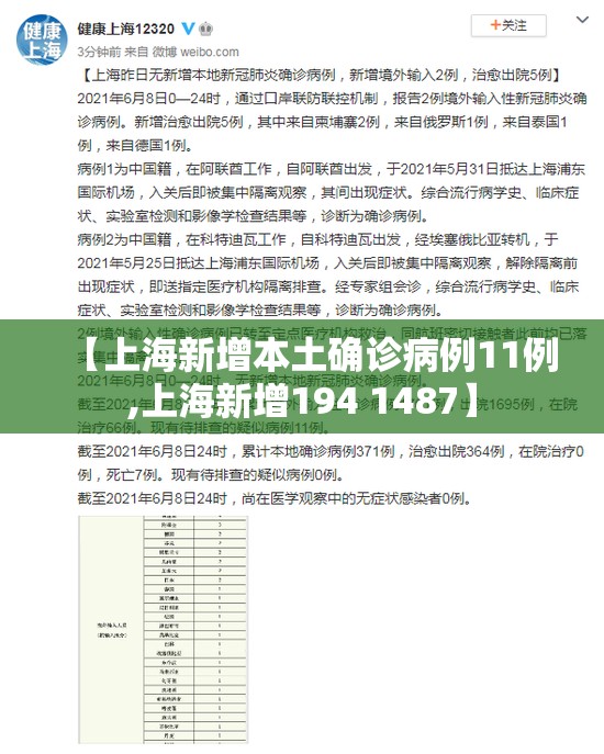 【上海新增本土确诊病例11例,上海新增194 1487】 【上海新增本土确诊病例11例,上海新增194 1487】