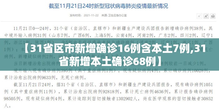 【31省区市新增确诊16例含本土7例,31省新增本土确诊68例】