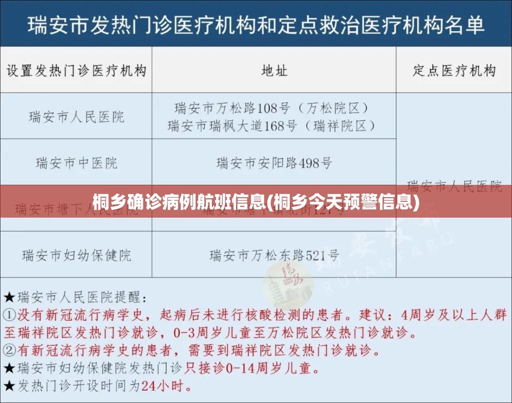 桐乡确诊病例航班信息(桐乡今天预警信息) 桐乡确诊病例航班信息(桐乡今天预警信息)