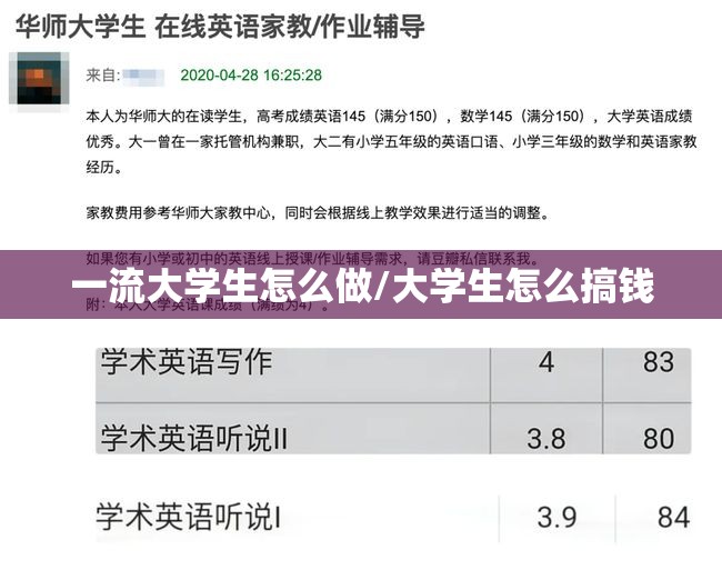 一流大学生怎么做/大学生怎么搞钱
