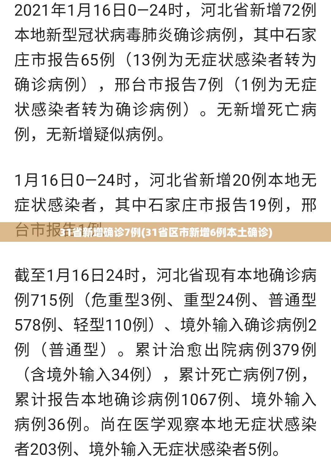 31省新增确诊7例(31省区市新增6例本土确诊) 31省新增确诊7例(31省区市新增6例本土确诊)