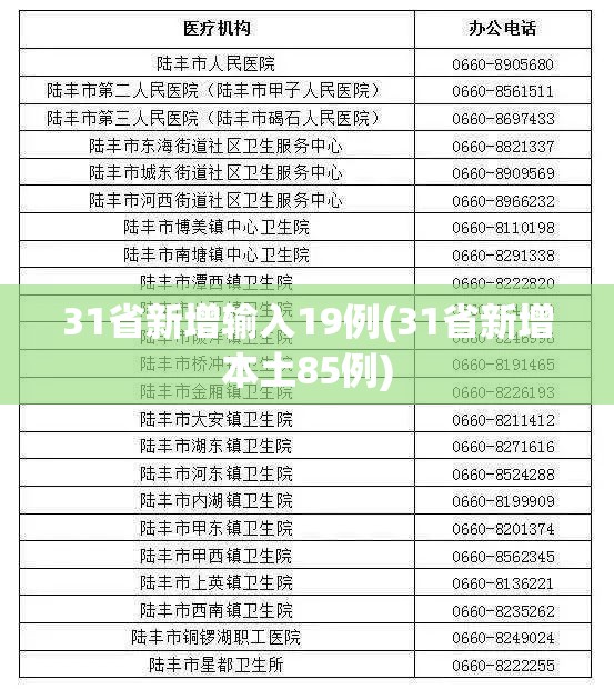 31省新增输入19例(31省新增本土85例) 31省新增输入19例(31省新增本土85例)