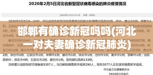邯郸有确诊新冠吗吗(河北一对夫妻确诊新冠肺炎)