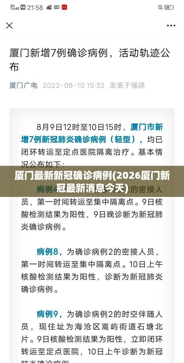 厦门最新新冠确诊病例(2026厦门新冠最新消息今天)