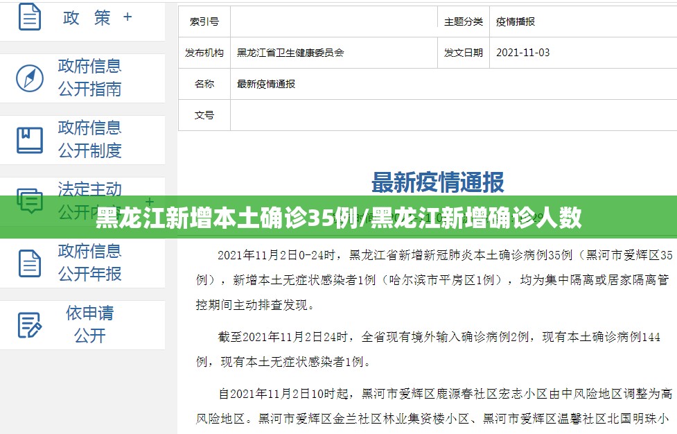 黑龙江新增本土确诊35例/黑龙江新增确诊人数 黑龙江新增本土确诊35例/黑龙江新增确诊人数