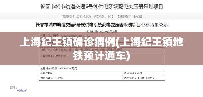 上海纪王镇确诊病例(上海纪王镇地铁预计通车)
