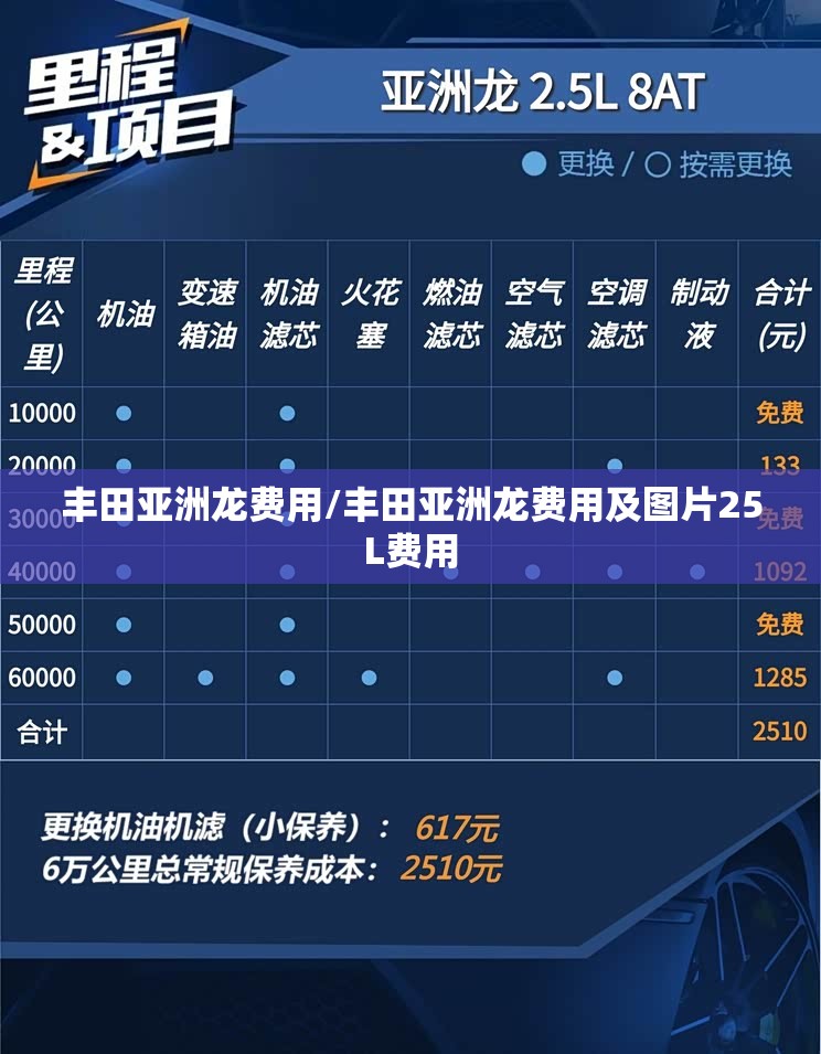 丰田亚洲龙费用/丰田亚洲龙费用及图片25L费用