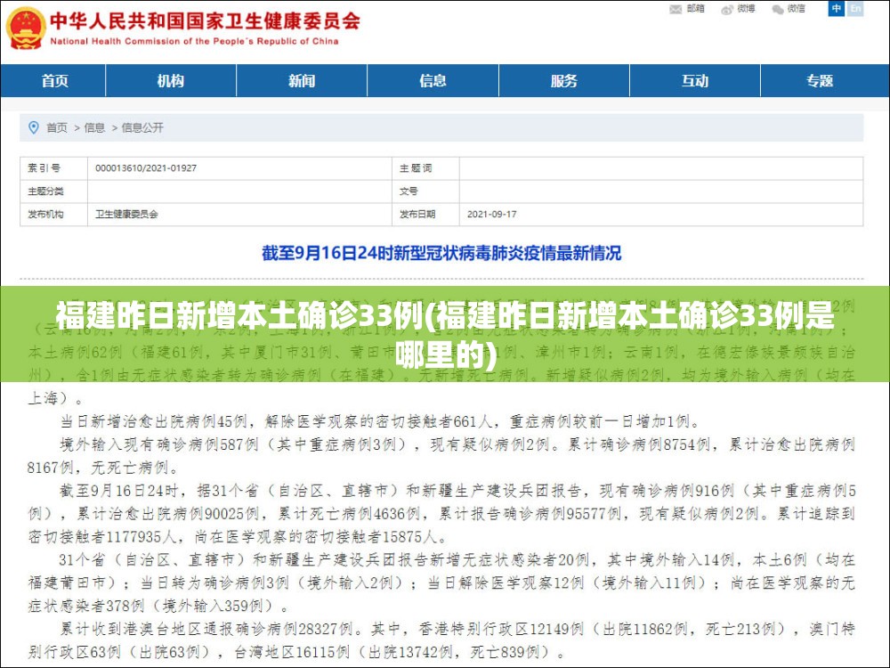 福建昨日新增本土确诊33例(福建昨日新增本土确诊33例是哪里的)