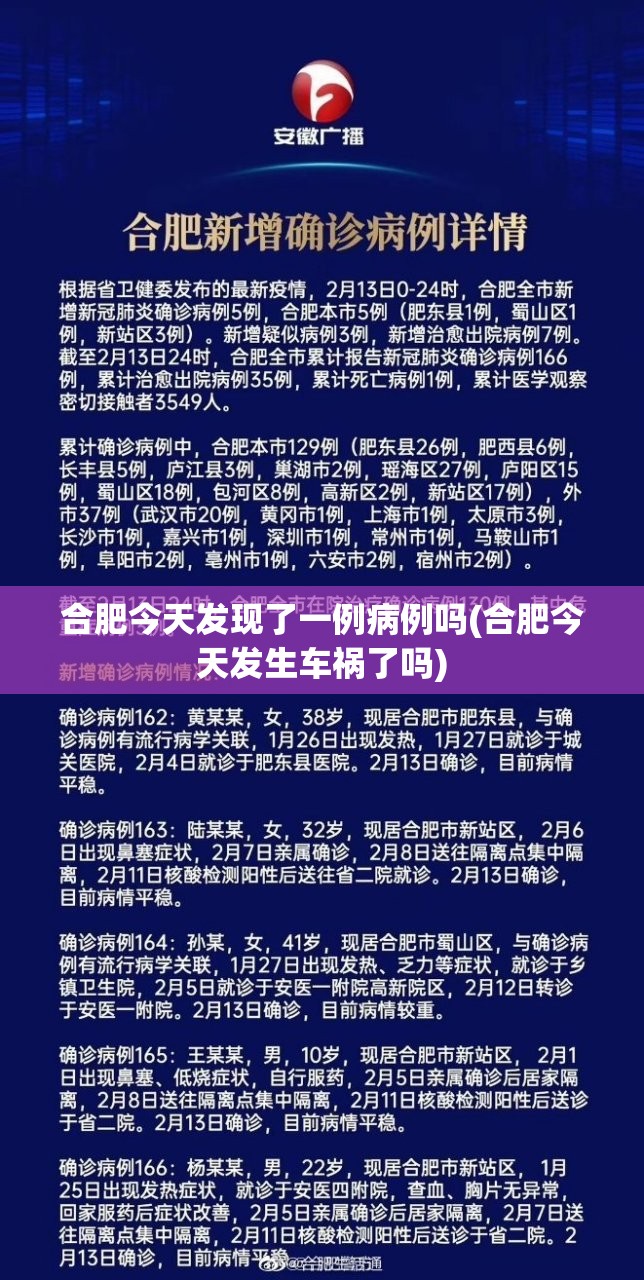合肥今天发现了一例病例吗(合肥今天发生车祸了吗) 合肥今天发现了一例病例吗(合肥今天发生车祸了吗)