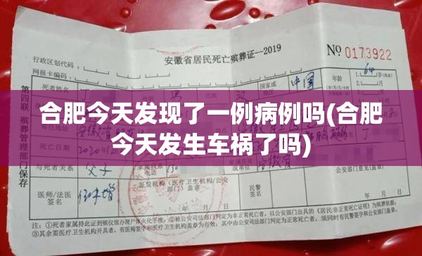 合肥今天发现了一例病例吗(合肥今天发生车祸了吗) 合肥今天发现了一例病例吗(合肥今天发生车祸了吗)