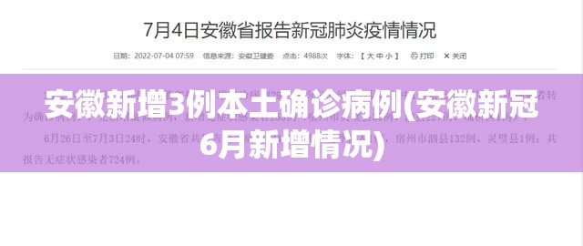 安徽新增3例本土确诊病例(安徽新冠6月新增情况)