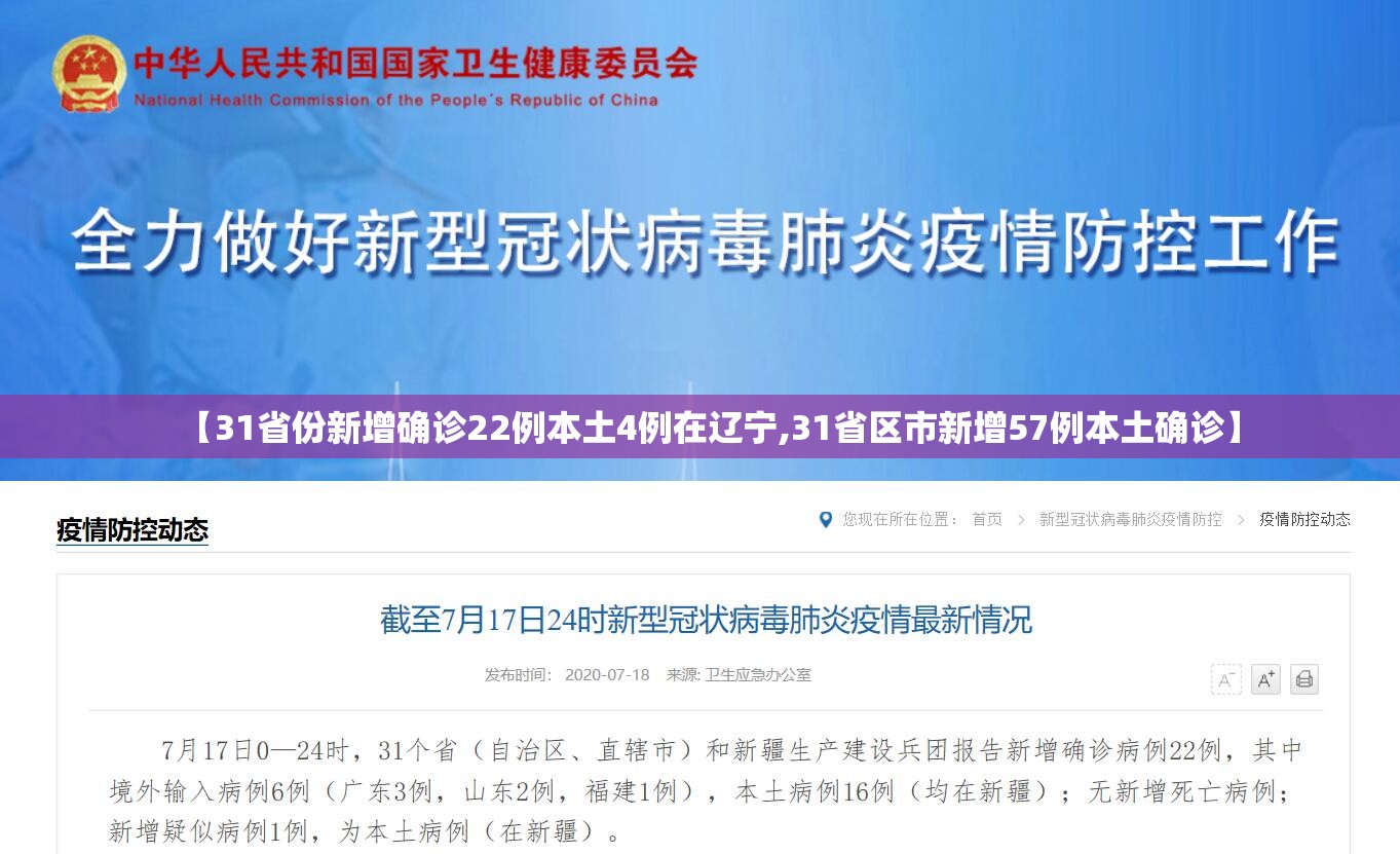 【31省份新增确诊22例本土4例在辽宁,31省区市新增57例本土确诊】