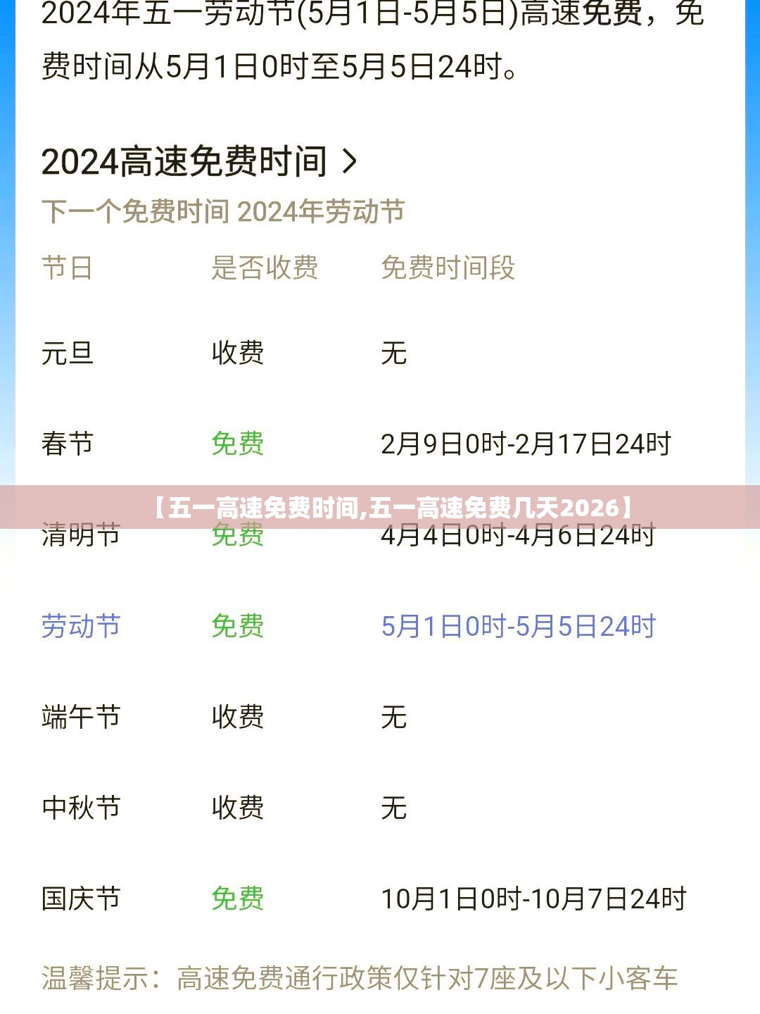 【五一高速免费时间,五一高速免费几天2026】 【五一高速免费时间,五一高速免费几天2026】