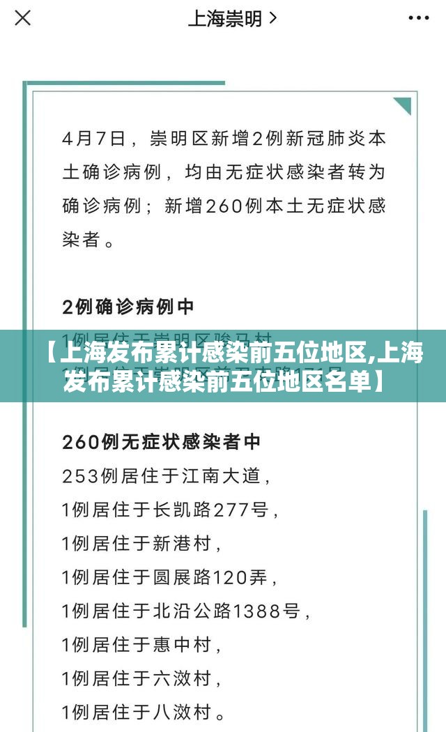 【上海发布累计感染前五位地区,上海发布累计感染前五位地区名单】