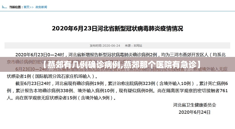 【燕郊有几例确诊病例,燕郊那个医院有急诊】