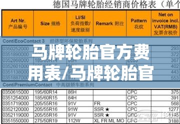 马牌轮胎官方费用表/马牌轮胎官方费用表r16
