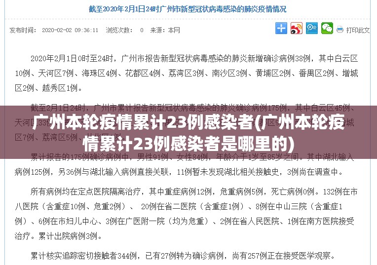 广州本轮疫情累计23例感染者(广州本轮疫情累计23例感染者是哪里的)