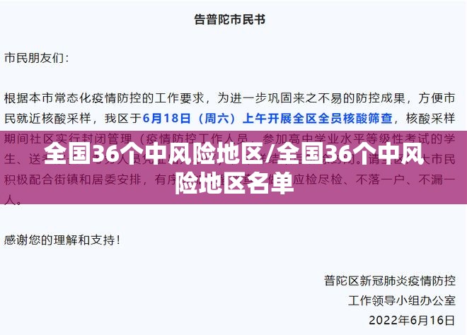 全国36个中风险地区/全国36个中风险地区名单