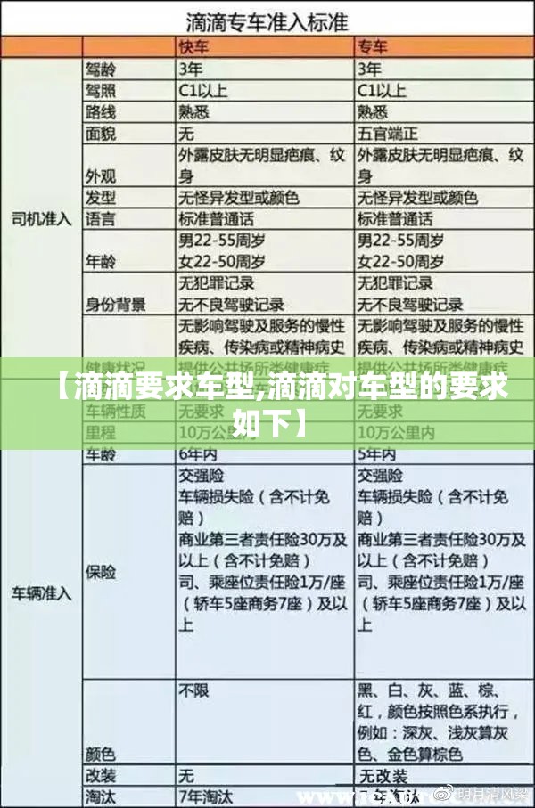 【滴滴要求车型,滴滴对车型的要求如下】