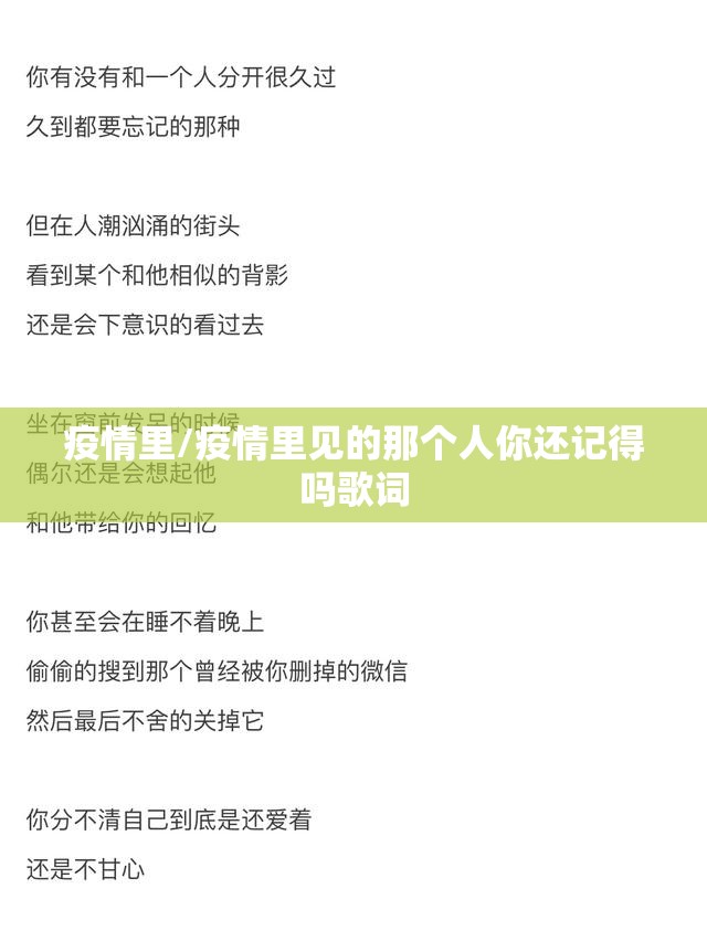疫情里/疫情里见的那个人你还记得吗歌词