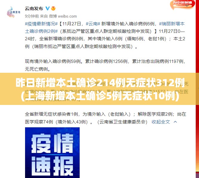 昨日新增本土确诊214例无症状312例(上海新增本土确诊5例无症状10例)