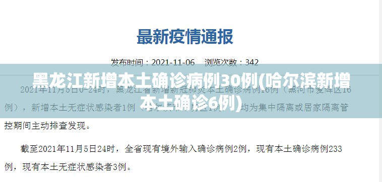 黑龙江新增本土确诊病例30例(哈尔滨新增本土确诊6例)