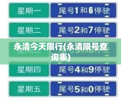 永清今天限行(永清限号查询表)
