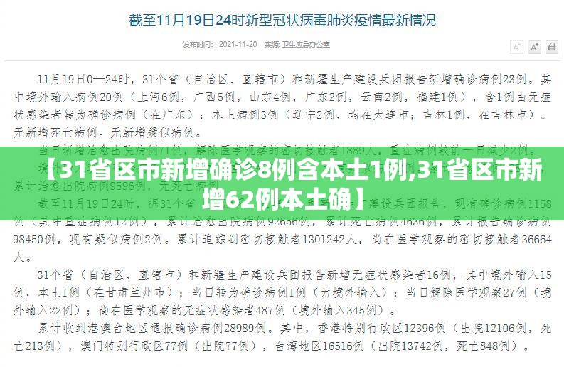 【31省区市新增确诊8例含本土1例,31省区市新增62例本土确】