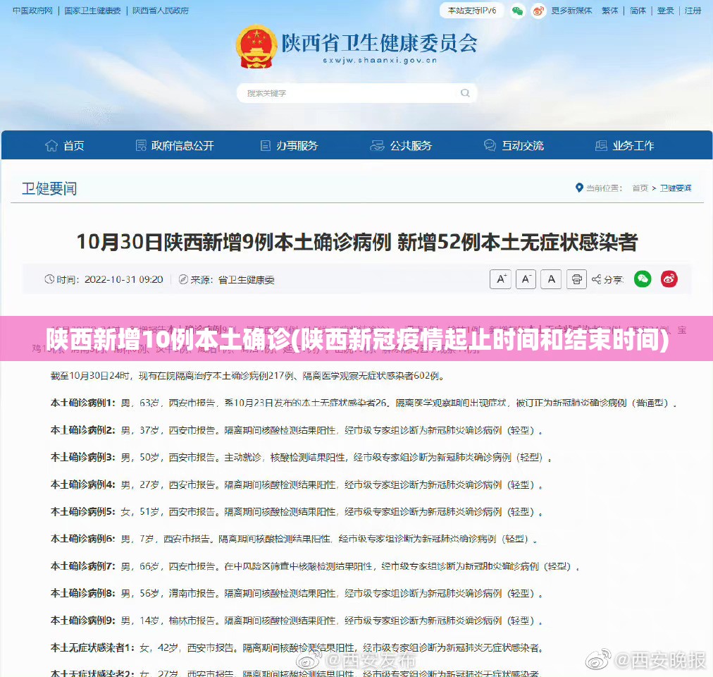 陕西新增10例本土确诊(陕西新冠疫情起止时间和结束时间)