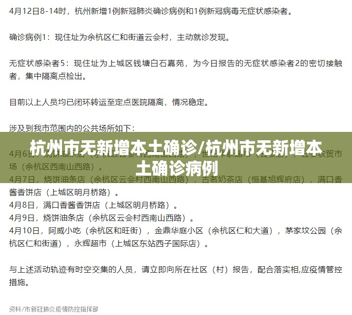 杭州市无新增本土确诊/杭州市无新增本土确诊病例 杭州市无新增本土确诊/杭州市无新增本土确诊病例