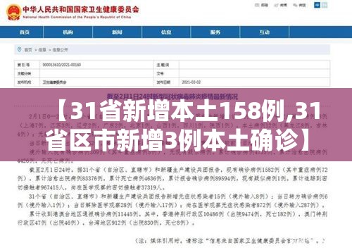 【31省新增本土158例,31省区市新增3例本土确诊】 【31省新增本土158例,31省区市新增3例本土确诊】